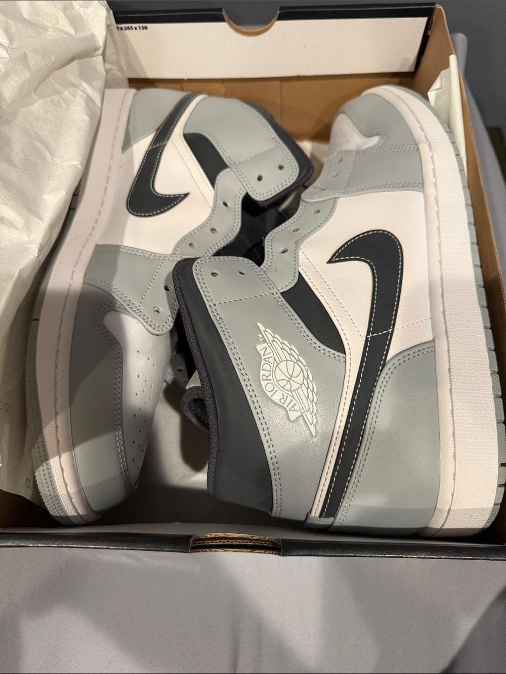 Air Jordan 1 Mid Light Smoke Gray, White & Black